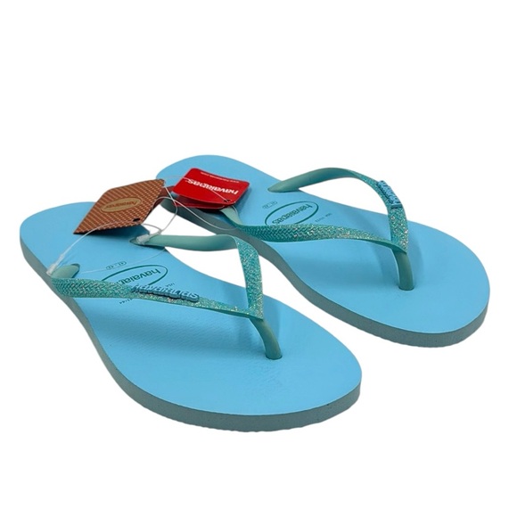 Havaianas Blue Water Flip Flop Sandals Size 11 / 12 - Picture 1 of 14